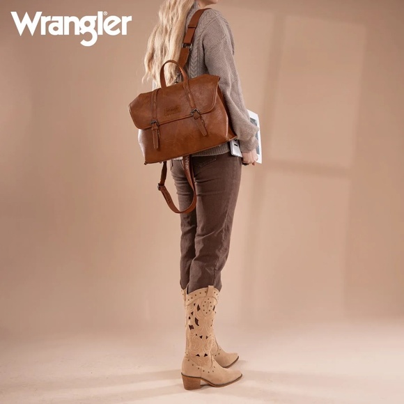 Wrangler Top Handle Carry Satchel/Laptop Bag/Backpack/Crossbody Brown main image 3